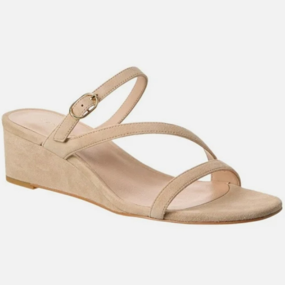 🌹STUART WEITZMAN🌹 Align II Buckle Wedge Beige Sandal Size: 9